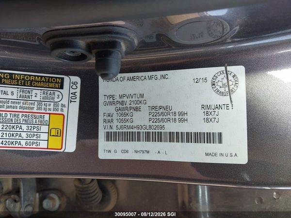 2016 HONDA CR-V TOURING