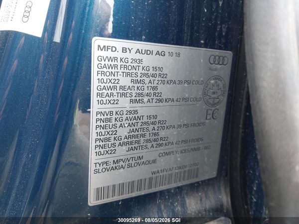 2019 AUDI Q8 PRESTIGE S-LINE