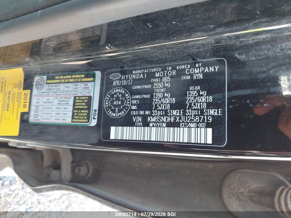 2018 HYUNDAI SANTA FE SE/LIMITED