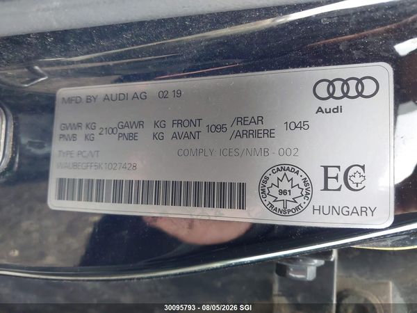 2019 AUDI A3 PREMIUM