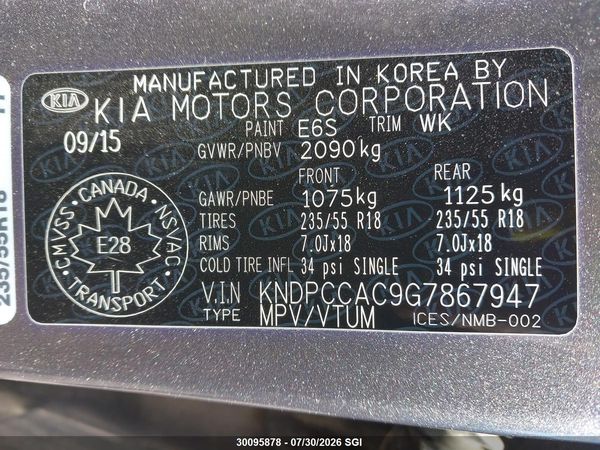 2016 KIA SPORTAGE EX/SX