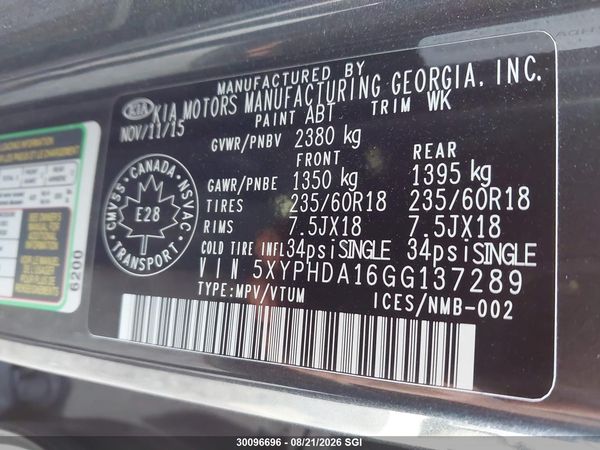 2016 KIA SORENTO EX