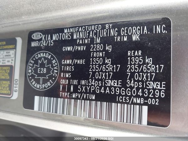 2016 KIA SORENTO LX/L
