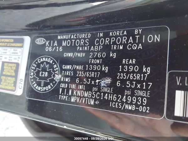 2017 KIA SEDONA LX