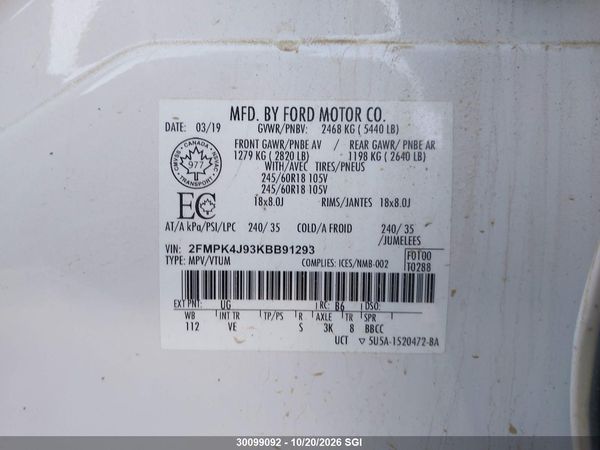 2019 FORD EDGE SEL — I9