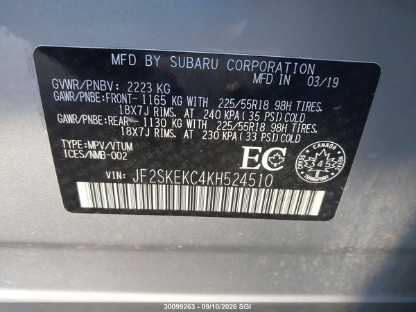 2019 SUBARU FORESTER SPORT