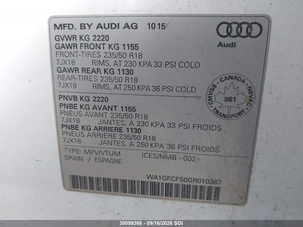 2016 AUDI Q3 PRESTIGE — I8