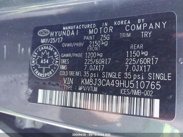 2017 HYUNDAI TUCSON LIMITED/SPORT AND ECO/SE — I9