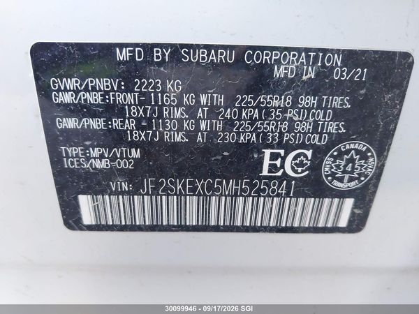 2021 SUBARU FORESTER PREMIER — I9