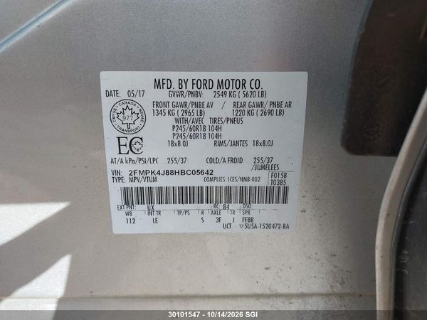 2017 FORD EDGE SEL — I9