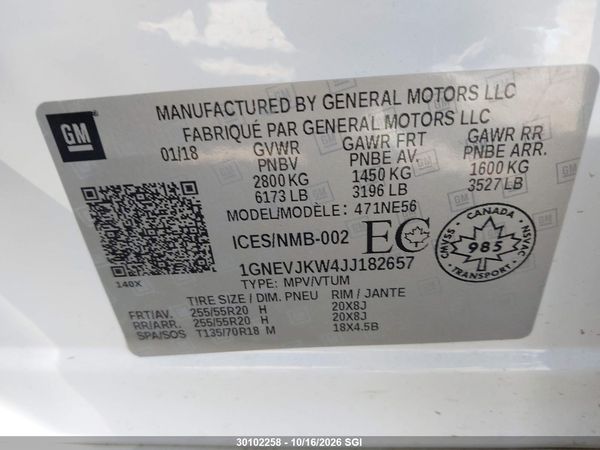 2018 CHEVROLET TRAVERSE PREMIER — I9