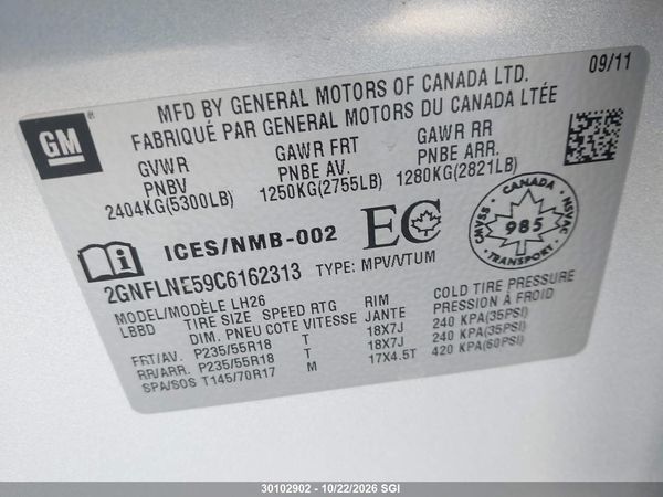 2012 CHEVROLET EQUINOX LT — I9