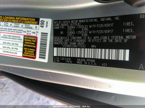2022 TOYOTA SIENNA XLE