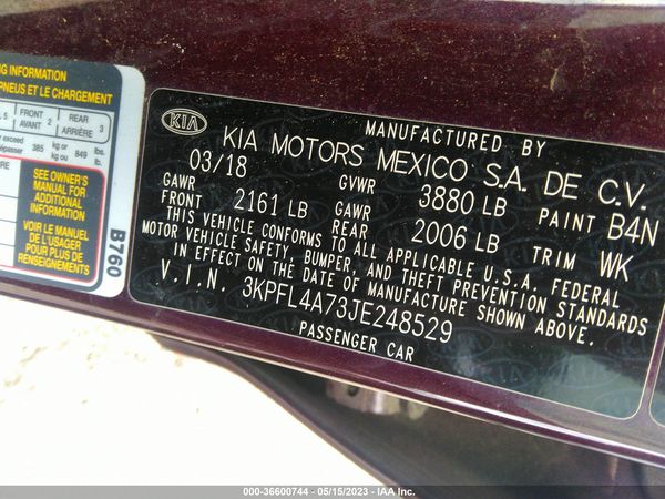 2018 KIA FORTE LX