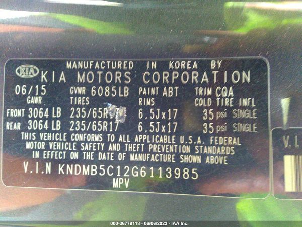 2016 KIA SEDONA LX
