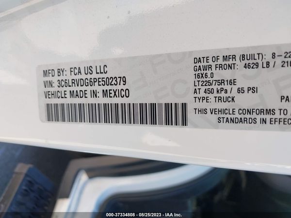 2023 RAM PROMASTER 2500 HIGH ROOF 159" WB