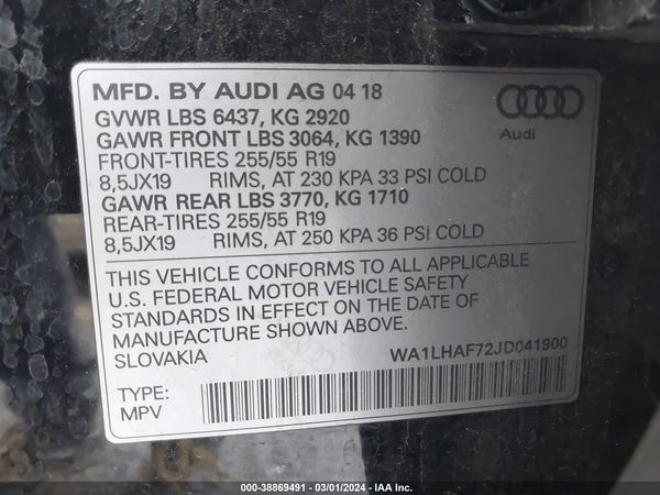 2018 AUDI Q7 2.0T PREMIUM