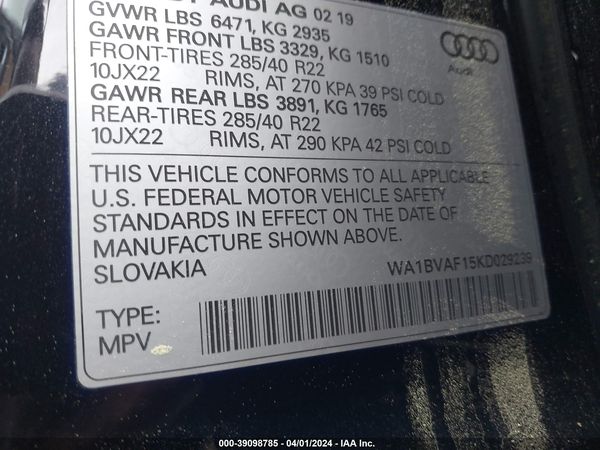 2019 AUDI Q8 quattro Premium Plus