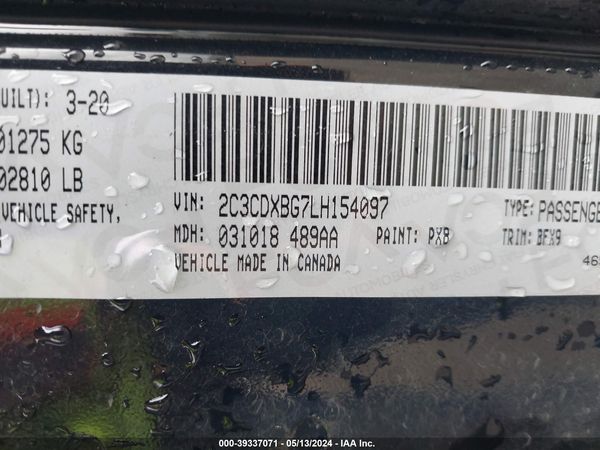 2020 DODGE CHARGER SXT RWD