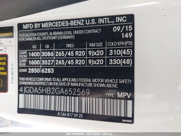 2016 MERCEDES-BENZ GLE 350 4MATIC