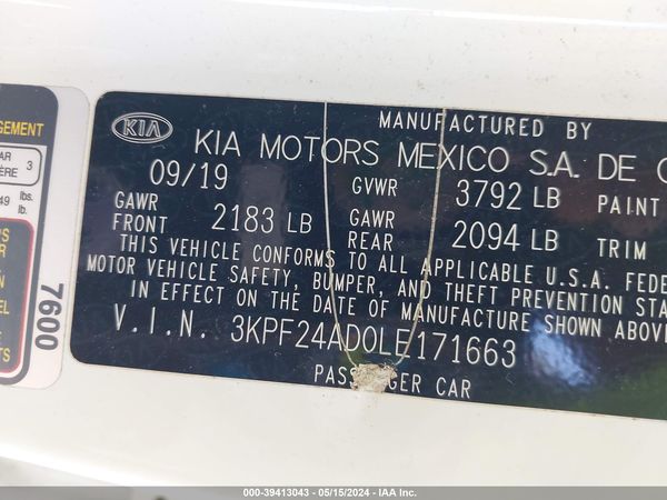 2020 KIA FORTE FE