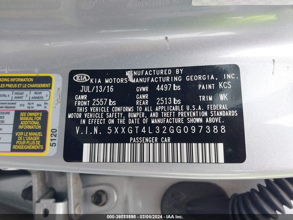 2016 KIA OPTIMA LX