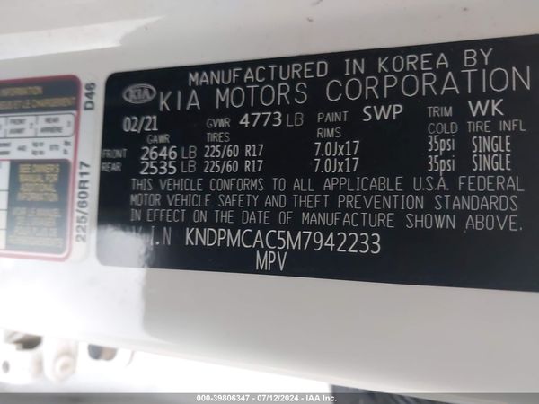 2021 KIA SPORTAGE LX