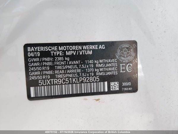 2019 BMW X3 XDRIVE30I