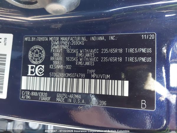 2021 TOYOTA HIGHLANDER xle
