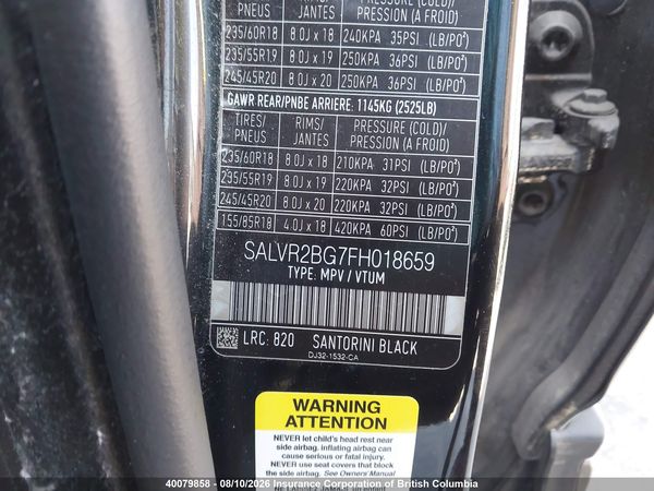 2015 LAND ROVER RANGE ROVER EVOQUE PURE CITY