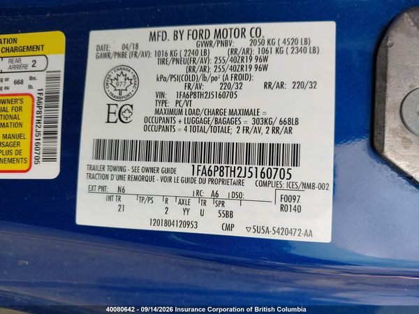 2018 FORD MUSTANG ECOBOOST