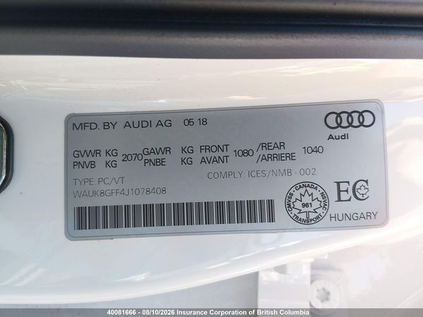 2018 AUDI A3 PRESTIGE