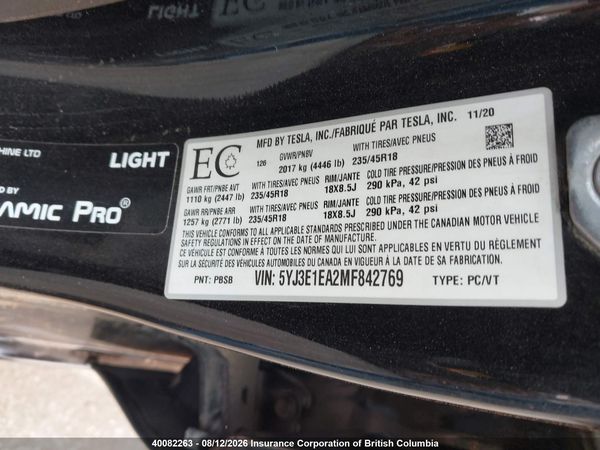 2021 TESLA MODEL 3 — I9