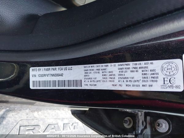 2022 RAM 1500 SPORT