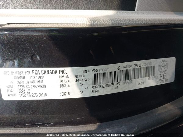 2018 CHRYSLER PACIFICA TOURING L PLUS — I9