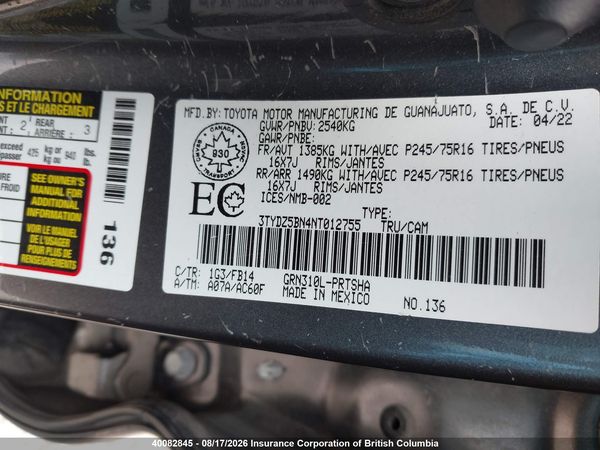 2022 TOYOTA TACOMA