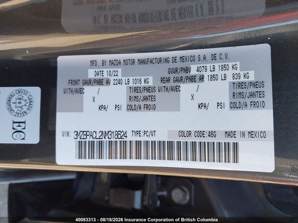2022 MAZDA 3 PREFERRED