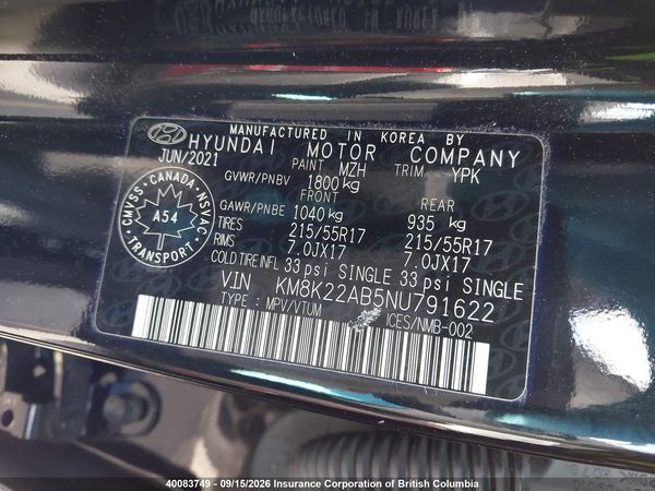2022 HYUNDAI KONA SEL/SE — I9