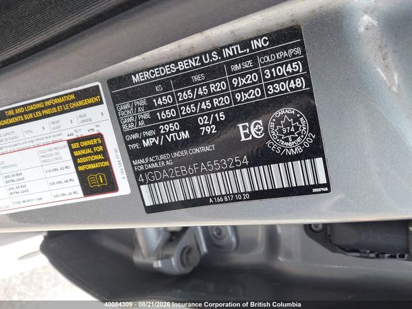 2015 MERCEDES-BENZ ML 350 BLUETEC 4MATIC