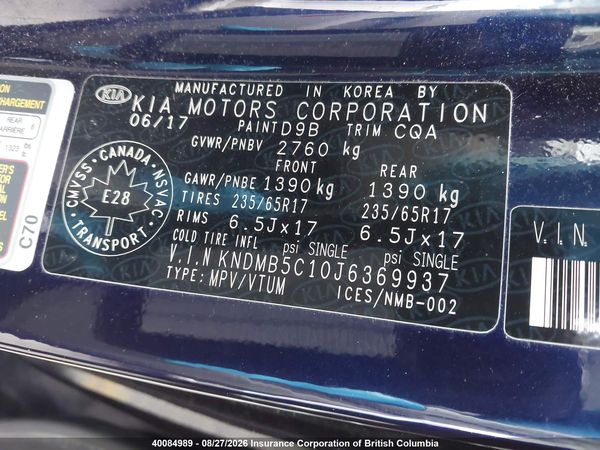 2018 KIA SEDONA LX