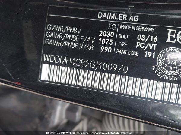 2016 MERCEDES-BENZ B 250 4MATIC — I9
