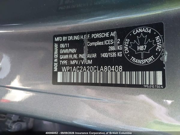 2012 PORSCHE CAYENNE TURBO
