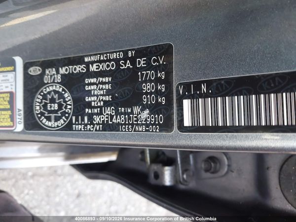 2018 KIA FORTE LX Pop,S,EX