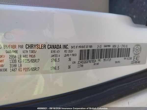2015 DODGE GRAND CARAVAN SE — I9