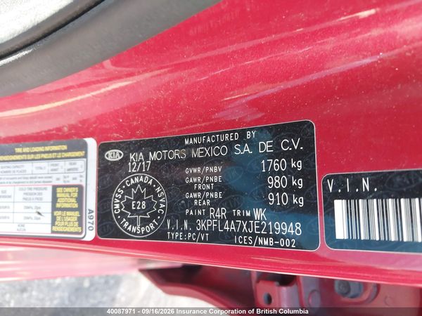 2018 KIA FORTE LX Pop,S,EX — I9
