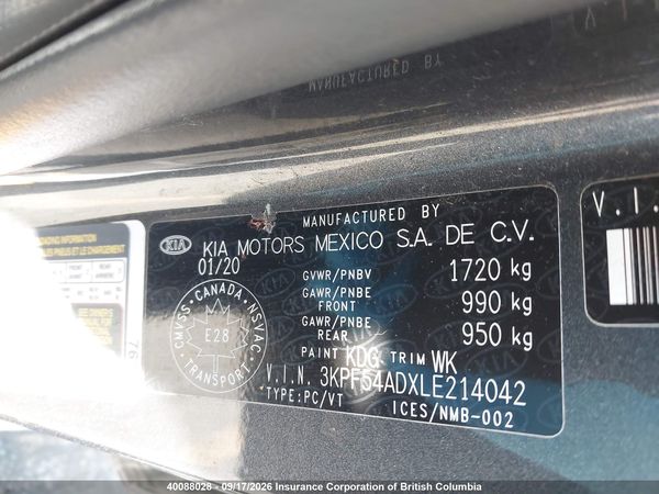 2020 KIA FORTE EX — I9