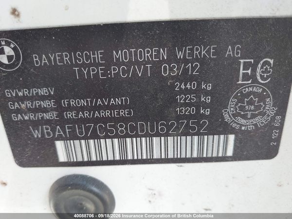 2012 BMW 535I xDrive — I9