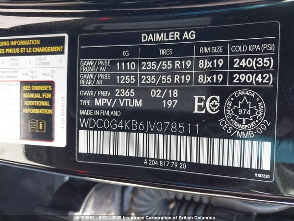 2018 MERCEDES-BENZ GLC 300 4MATIC — I9