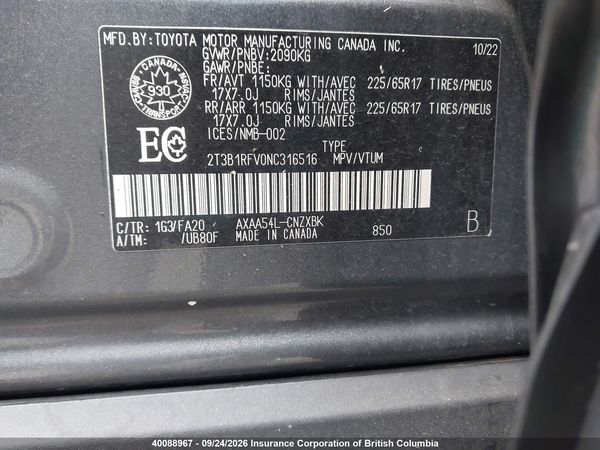 2022 TOYOTA RAV4 — I9