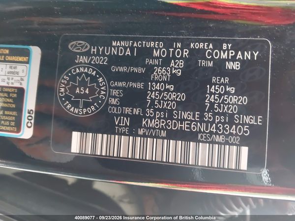 2022 HYUNDAI PALISADE — I9